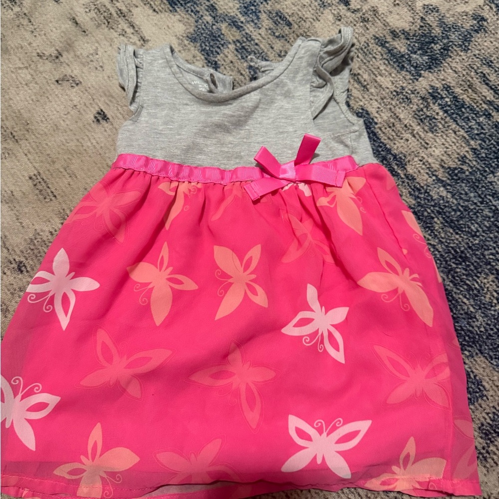 Wonderkids Gray and Pink Butterfly Dress